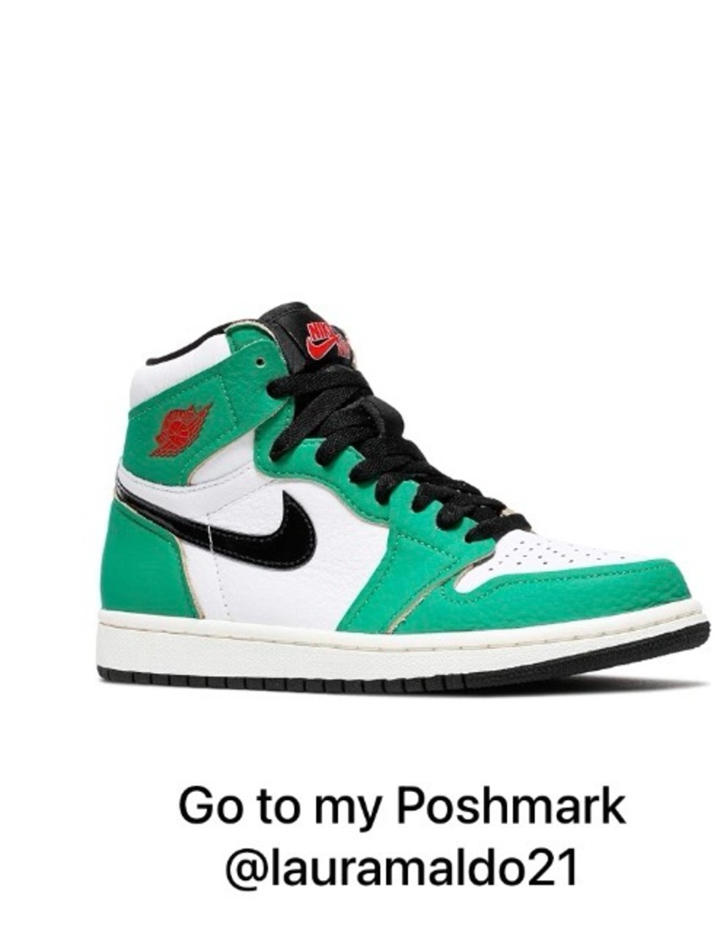 Nike Kids High-Top Sneakers in Green, White & Black